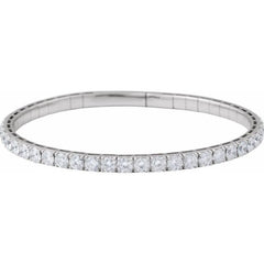 14K White Gold 3 CTW Natural Diamond  Flexible Bangle 7" Bracelet