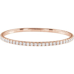 14K Rose Gold 3 CTW Natural Diamond  Flexible Bangle 7" Bracelet