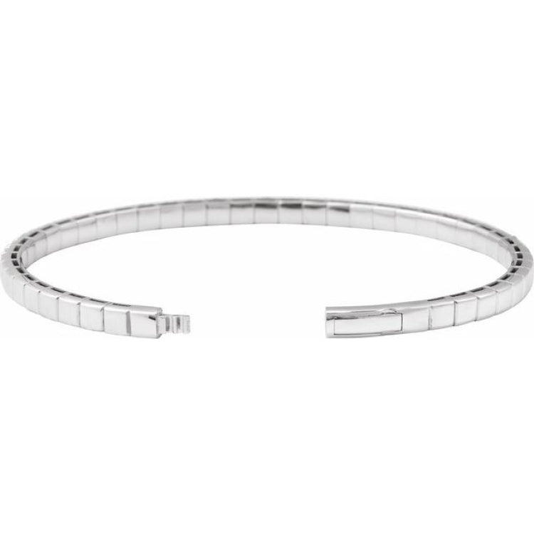 14K White Gold 4 CTW Natural Diamond  Flexible Bangle 7" Bracelet