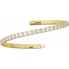 14K Yellow Gold 5 CTW Natural Diamond  Flexible Bangle 7" Bracelet