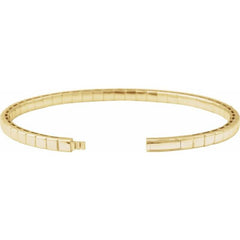 14K Yellow Gold 5 CTW Natural Diamond  Flexible Bangle 7" Bracelet