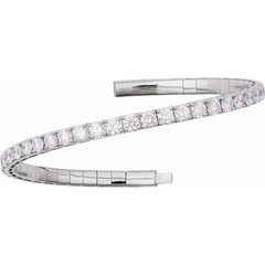 14K White Gold 5 CTW Lab-Grown Diamond  Flexible Bangle 7" Bracelet