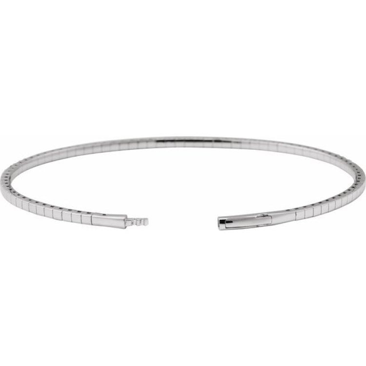 14K White Gold 1 CTW Lab-Grown Diamond  Flexible Bangle 7" Bracelet
