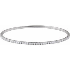 14K White Gold 2 CTW Lab-Grown Diamond  Flexible Bangle 7" Bracelet