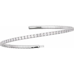 14K White Gold 2 CTW Lab-Grown Diamond  Flexible Bangle 7" Bracelet