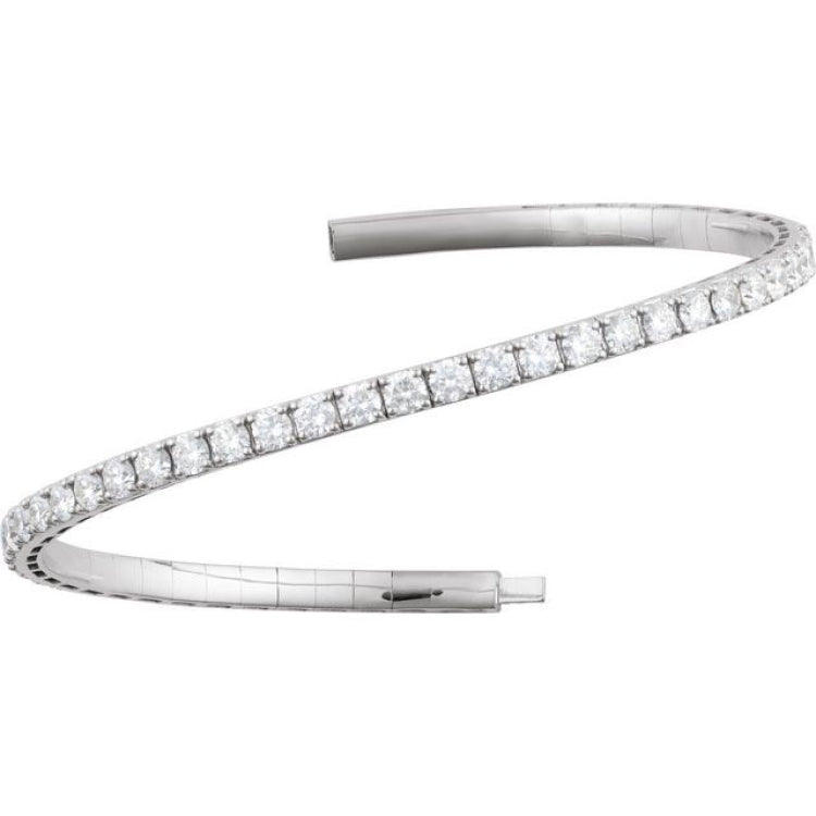 14K White Gold 3 CTW Lab-Grown Diamond  Flexible Bangle 7" Bracelet