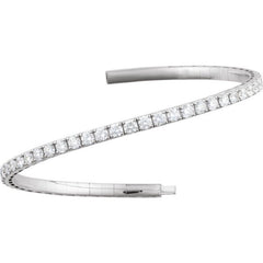 14K White Gold 3 CTW Lab-Grown Diamond  Flexible Bangle 7" Bracelet