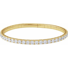 14K Yellow Gold 5 CTW Lab-Grown Diamond  Flexible Bangle 7" Bracelet