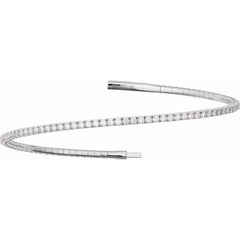 14K White Gold 2 CTW Natural Diamond Flexible Bangle 7" Bracelet