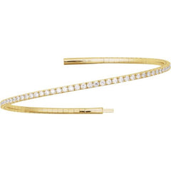 14K Yellow Gold 3 CTW Natural Diamond Flexible Bangle 7" Bracelet