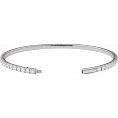 14K White Gold 5 CTW Natural Diamond Flexible Bangle 7" Bracelet