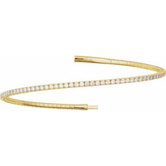 14K Yellow Gold 1 1/2 CTW Lab-Grown Diamond Flexible Bangle 7" Bracelet