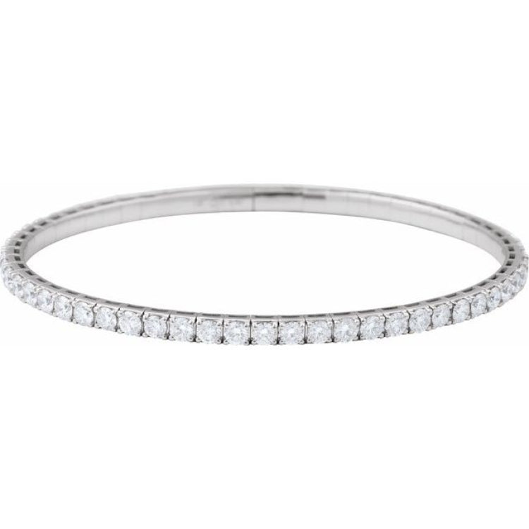 14K White Gold 5 CTW Lab-Grown Diamond Flexible Bangle 7" Bracelet