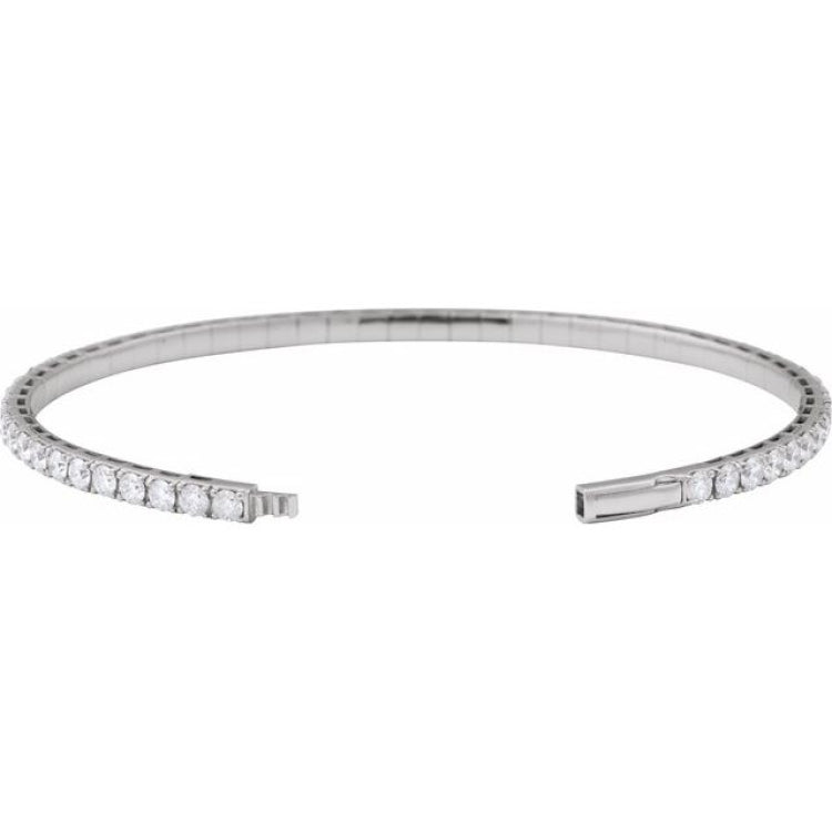 14K White Gold 5 CTW Lab-Grown Diamond Flexible Bangle 7" Bracelet
