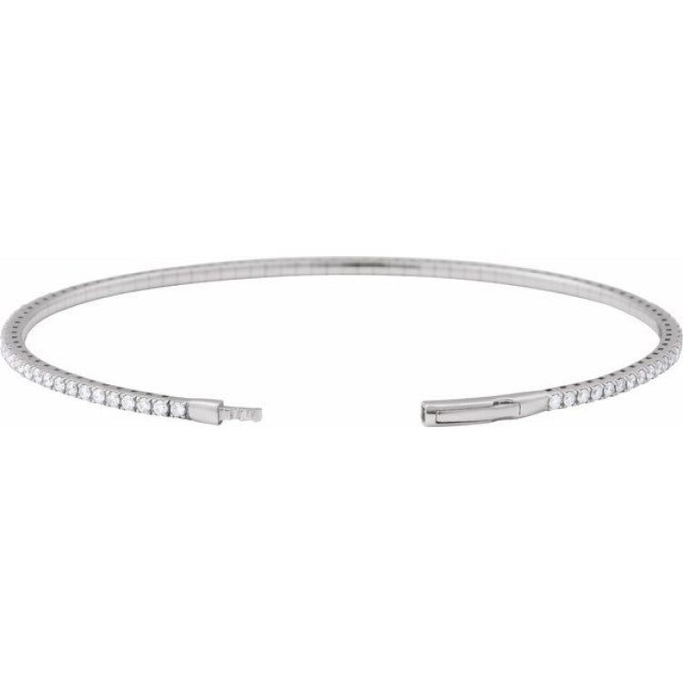 14K White Gold 2 CTW Lab-Grown Diamond Flexible Bangle 7" Bracelet