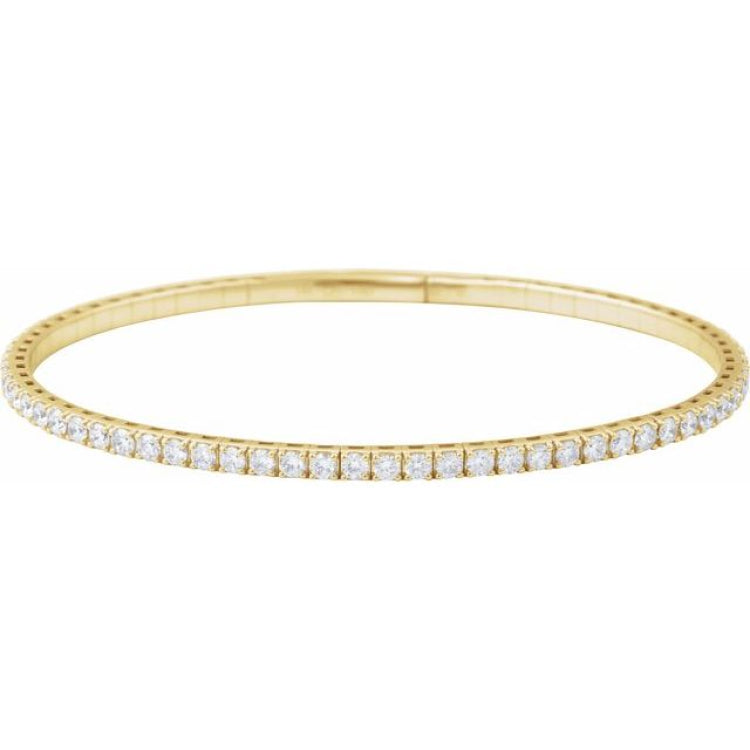 14K Yellow Gold 3 CTW Lab-Grown Diamond Flexible Bangle 7" Bracelet
