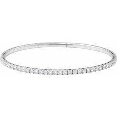 14K White Gold 3 CTW Lab-Grown Diamond Flexible Bangle 7" Bracelet