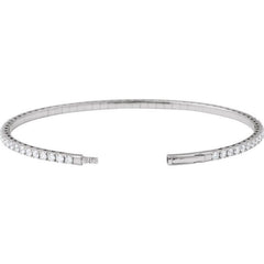 14K White Gold 3 CTW Lab-Grown Diamond Flexible Bangle 7" Bracelet
