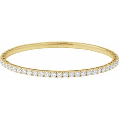 14K Yellow Gold 5 CTW Lab-Grown Diamond Flexible Bangle 7" Bracelet