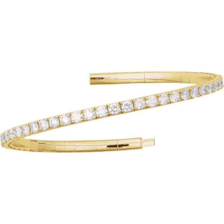 14K Yellow Gold 5 CTW Lab-Grown Diamond Flexible Bangle 7" Bracelet