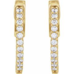 14K Yellow Gold 1/3 CTW Lab-Grown Diamond Inside-Outside 15.5 mm Hinged Hoop Earrings