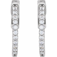 14K White Gold 1/3 CTW Lab-Grown Diamond Inside-Outside 15.5 mm Hinged Hoop Earrings