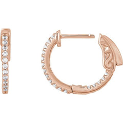 14K Rose Gold 1/3 CTW Lab-Grown Diamond Inside-Outside 15.5 mm Hinged Hoop Earrings