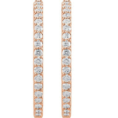 14K Rose Gold 3 CTW Lab-Grown Diamond Inside-Outside 34.5 mm Hinged Hoop Earrings