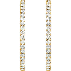 14K Yellow Gold 6 1/2 CTW Lab-Grown Diamond Inside-Outside 51 mm Hinged Hoop Earrings