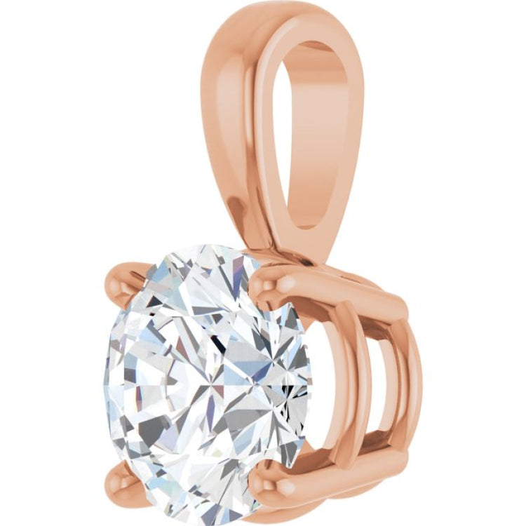14K Rose Gold 3/4 CT Natural Diamond Pendant