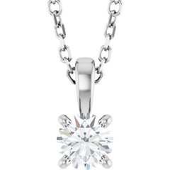 14K White Gold 1/4 CT Natural Diamond 18" Necklace