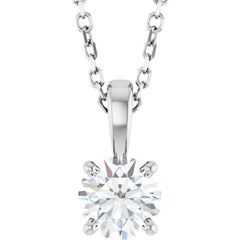 14K White Gold 1/2 CT Natural Diamond 18" Necklace