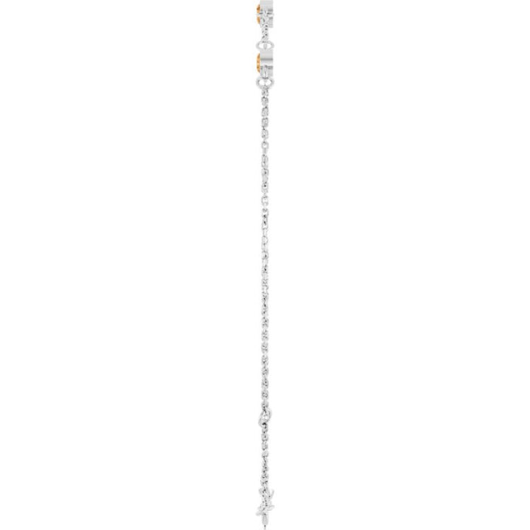 14K White Gold Natural Citrine Bezel-Set 3-Stone 6 1/2-7 1/2" Bracelet
