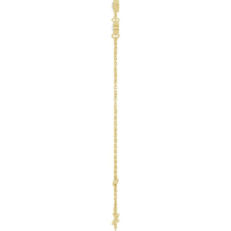 14K Yellow Gold Natural White Sapphire Bezel-Set 3-Stone 6 1/2-7 1/2" Bracelet