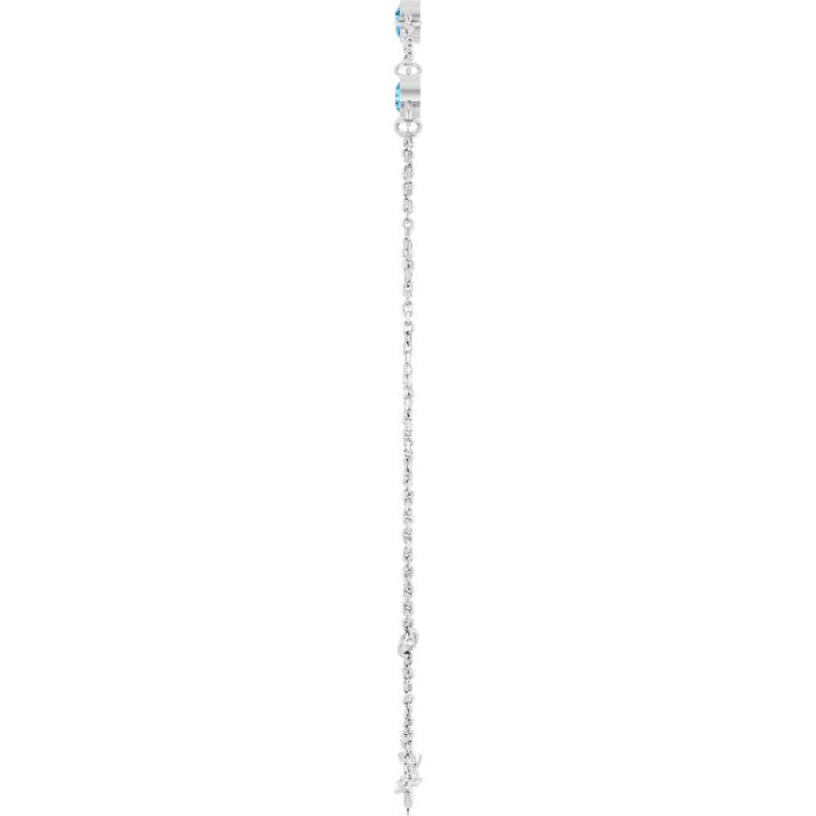 14K White Gold Natural Blue Zircon Bezel-Set 3-Stone 6 1/2-7 1/2" Bracelet