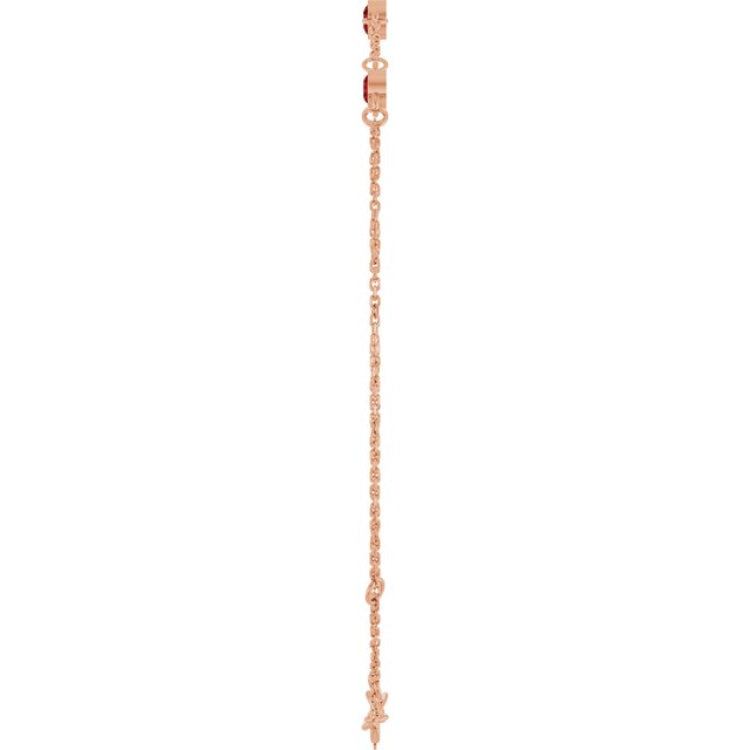 14K Rose Gold Natural Mozambique Garnet Bezel-Set 3-Stone 6 1/2-7 1/2" Bracelet