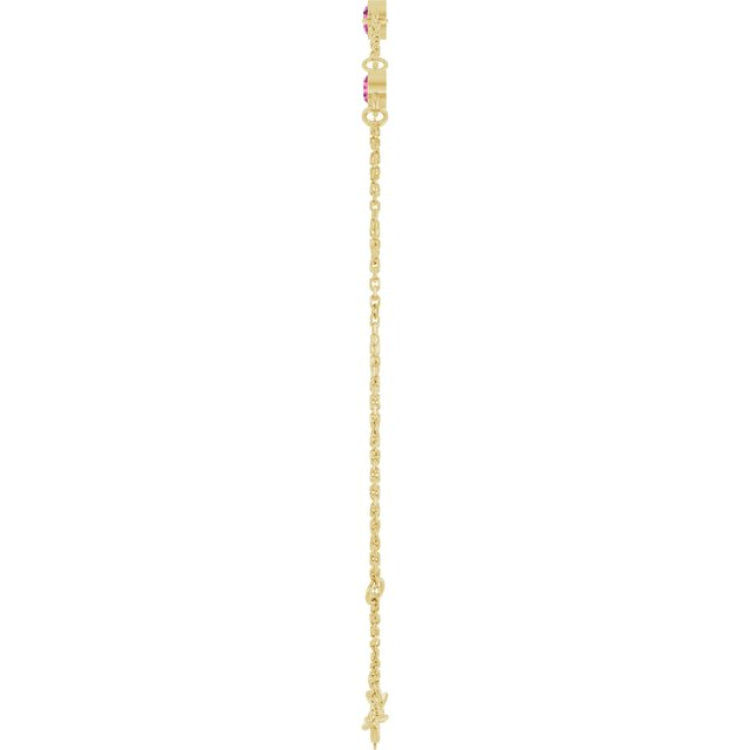 14K Yellow Gold Natural Pink Tourmaline Bezel-Set 3-Stone 6 1/2-7 1/2" Bracelet