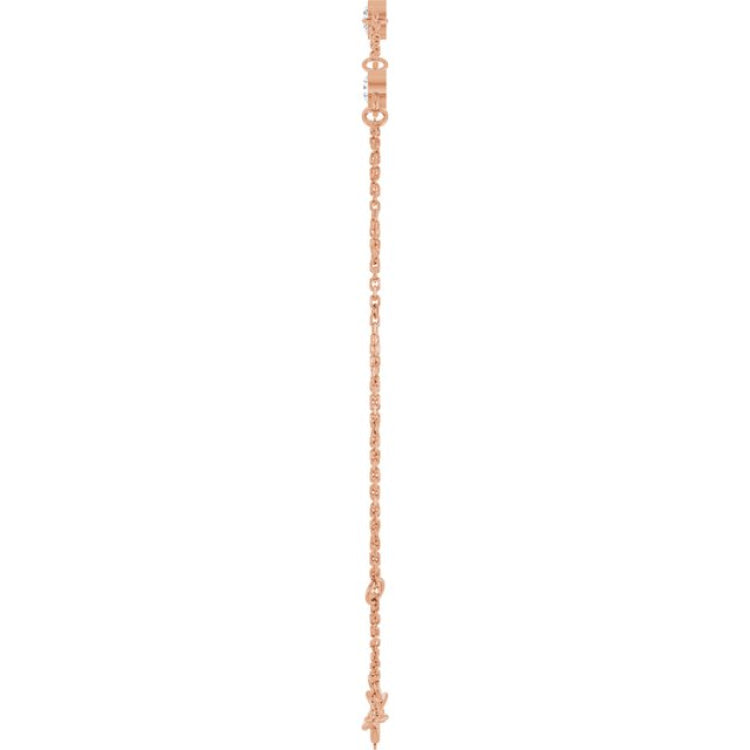 14K Rose Gold 1/4 CTW Natural Diamond Bezel-Set 3-Stone 6 1/2-7 1/2" Bracelet