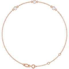 14K Rose Gold 1/3 CTW Lab-Grown Diamond Bezel-Set 3-Stone 6 1/2-7 1/2" Bracelet