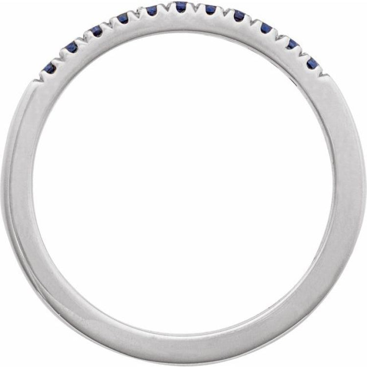 14K White Gold Natural Blue Sapphire Stackable Ring