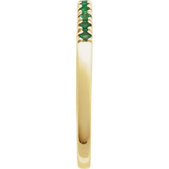 14K Yellow Gold Natural Emerald Stackable Ring