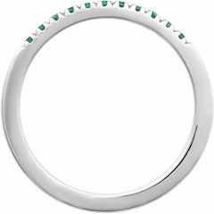 14K White Gold Natural Emerald Stackable Ring
