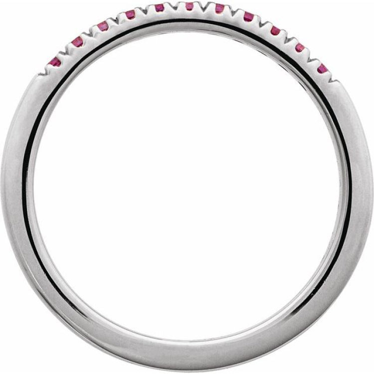 14K White Gold Natural Ruby Stackable Ring