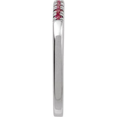 14K White Gold Natural Ruby Stackable Ring