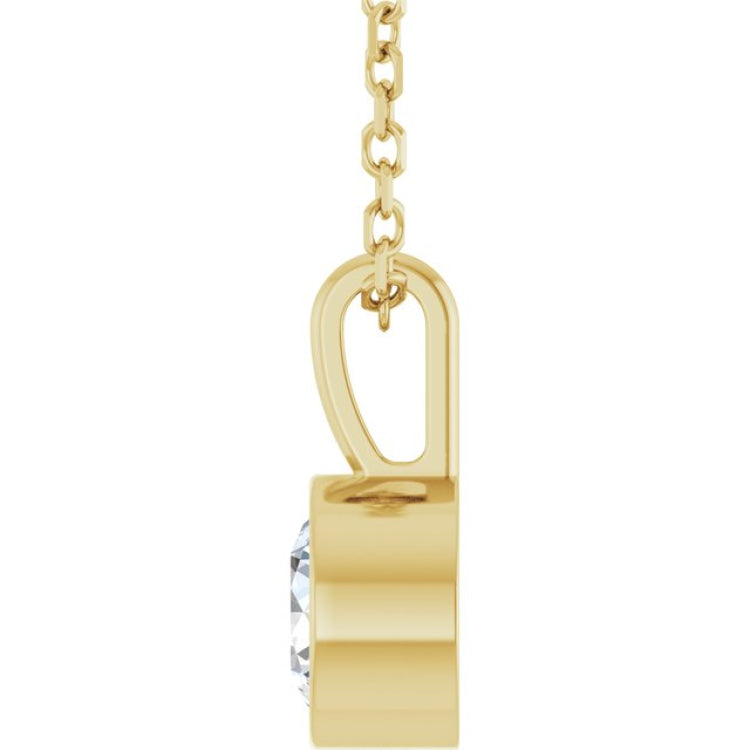 14K Yellow Gold 1/2 CT Natural Diamond Bezel-Set Solitaire 16-18" Necklace