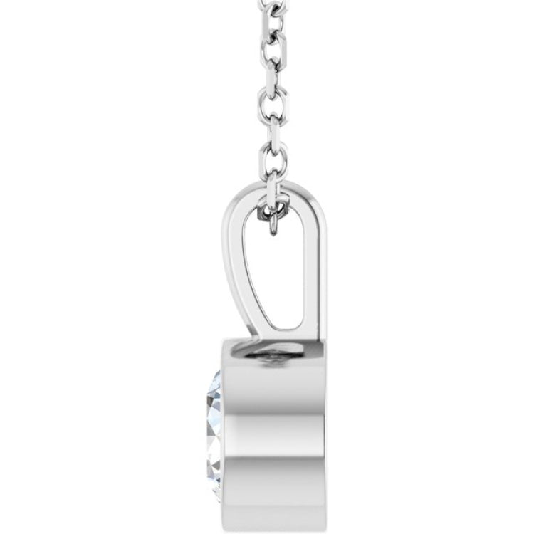 Platinum 1/2 CT Natural Diamond Bezel-Set Solitaire 16-18" Necklace