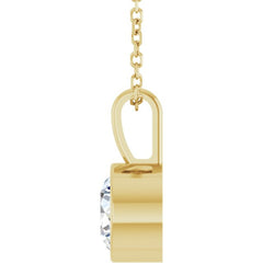 14K Yellow Gold 9/10 CT Natural Diamond Bezel-Set Solitaire 16-18" Necklace