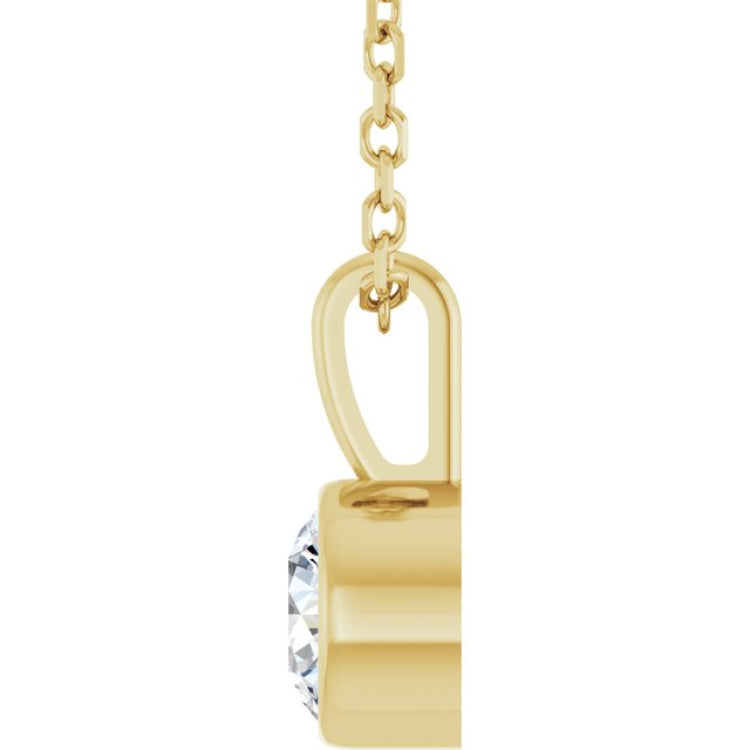 14K Yellow Gold 1/3 CT Lab-Grown Diamond Bezel-Set Solitaire 16-18" Necklace