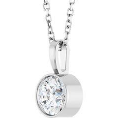 14K White Gold 5/8 CT Lab-Grown Diamond Bezel-Set Solitaire 16-18" Necklace