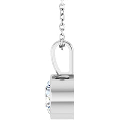 Platinum 9/10 CT Lab-Grown Diamond Bezel-Set Solitaire 16-18" Necklace